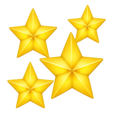 three glowing four-angled yellow stars - two big and one smaller sticker