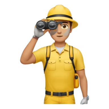 Male lifeguard – yellow shirt, binoculars in hand, scanning the sea, full body sticker