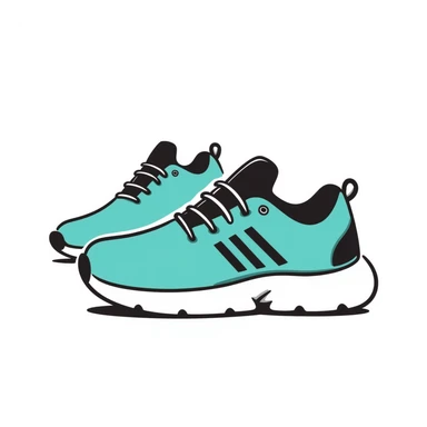 turquoise running shoes, athletic footwear, blue-green sneakers sticker
