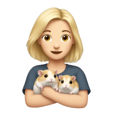 blonde girl holds three hamsters in her arms sticker