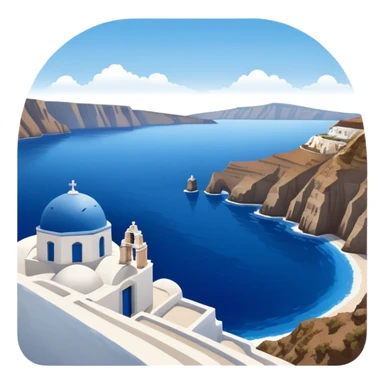 Cinematic Realistic Santorini Caldera Landscape Emoji, depicted with dramatic white‚Äêwashed cliffs overlooking a deep blue sea rendered with crisp textures and radiant lighting. sticker
