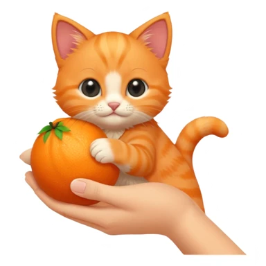 hand petting orange kitten sticker