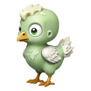 small square-shaped Minecraft baby zombie riding a tiny white chicken sticker