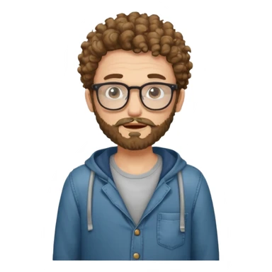 curly skinny guy with bear and glasses, poor and greedy with the pockets empty sticker