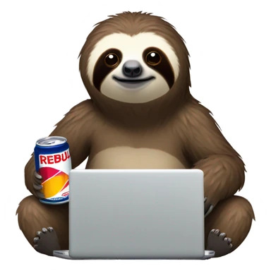 sloth with RedBull can and laptop sticker