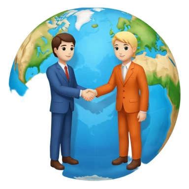 Shake hands and a globe showing negotiation of climate change with accurate image showing environment not just 2 person in a pic sticker