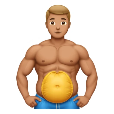 Man with inflating belly sticker