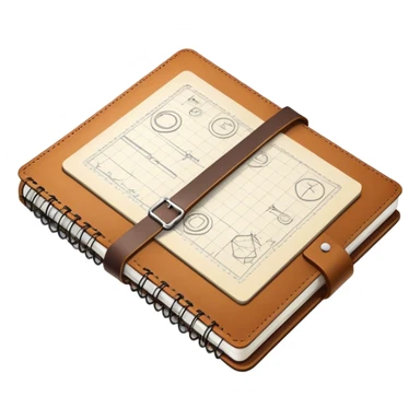 a notebook with lots of technical sketches sticker