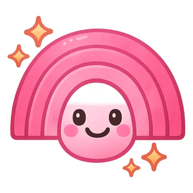 pink rainbow emoji, cheerful and bright sticker