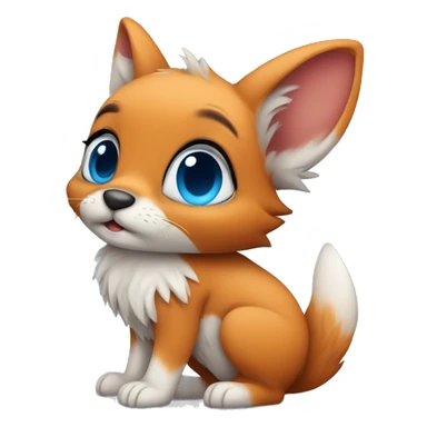 Cute bunny with blue eyes and tattooed fox hugging sticker