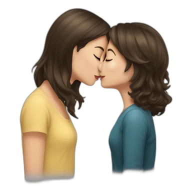 Short haired brunette girl kissing long haired brunette girl sticker
