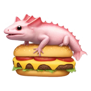 Axolotl eating a cheeseburger sticker