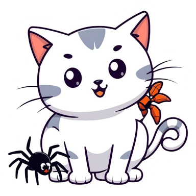 cat kissing a spider sticker