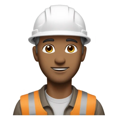 construction worker, full head shot, 3/4 view of face, white hard hat, male, adult, slight stubble, strong jawline, clear eyes visible, color palette: white, beige, gray and brown sticker