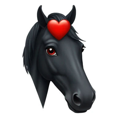 Black Horse centered within a red heart sticker