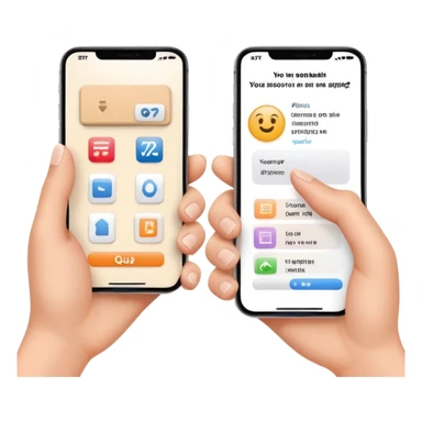 finger swiping on phone screen between two different room styles, interior design quiz sticker