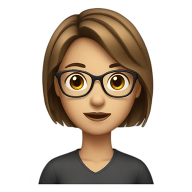 girl with short brown hair waering glasses sticker