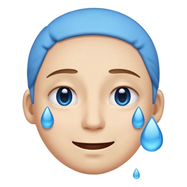 Pleading Face emoji, smiling with closed eyes and two large blue tears—iOS style. sticker