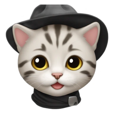 baby cat with black hat sticker