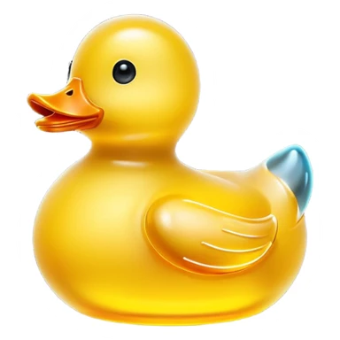 glowing glass rubber duck,  minimalistic yellow transparent glass 3d neon glowing sticker