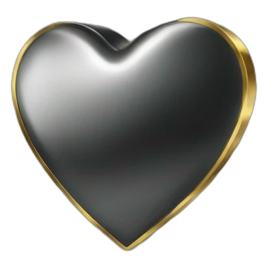 black shiny steel metal heart with gold border sticker
