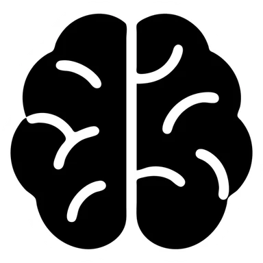 minimal monochrome icon of an abstract brain outline with solid black fill sticker
