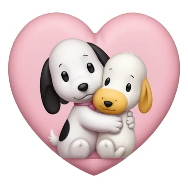 pastel pink heart with snoopy hugging woodstock in it sticker