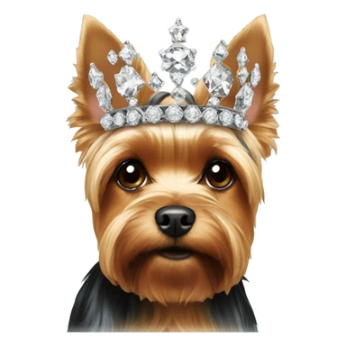 Yorkie's head in a crown of diamonds sticker