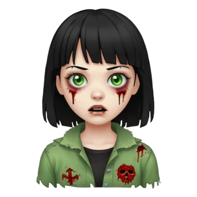 Zombie girl With black hair and bangs sticker