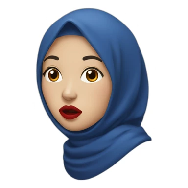 Asian women wearing blue indigo hijab with red lipstick with shocked face sticker