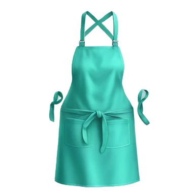 Realistic isolated light teal kitchen apron tied in the front. sticker