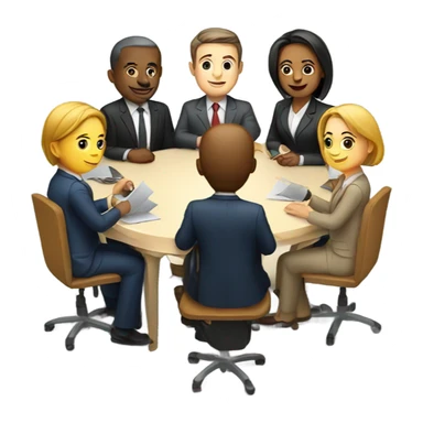 business people sitting at a table, slight perspective  sticker