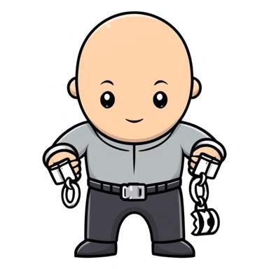 Bald man in handcuffs sticker