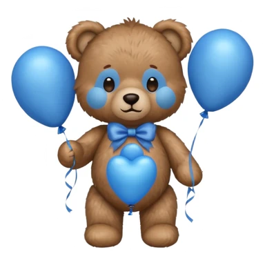 teddy bear holding balloons, birthday, cute, fluffy, semi-realistic sticker