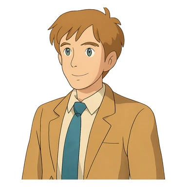 ghibli style white man character sticker