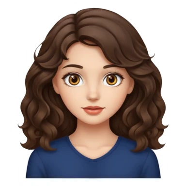 generate pretty brunette girl with wavy hair makeup  sticker