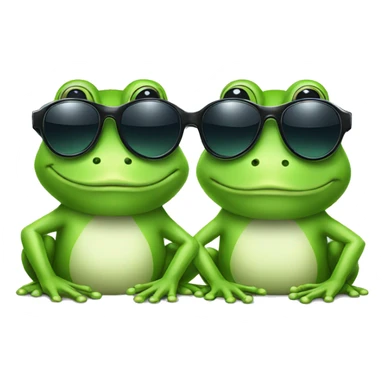 two cool green frogs with sunglasses  sticker