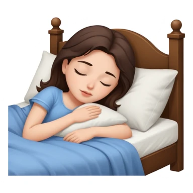 A brunette dozing off in bed alone sticker