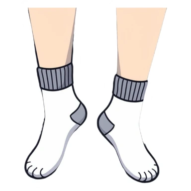 pair of feet wearing white cotton socks seen from below showing the textured soles sticker