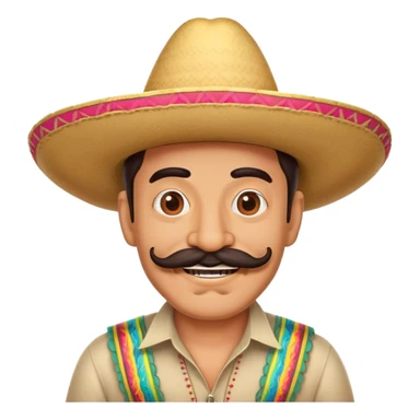 funny Mexican character with a big mustache and sombrero, smiling sticker