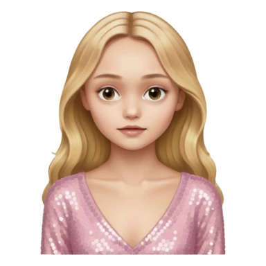 Lily-Rose Depp with long golden blonde hair, pale pink sequin outfit sticker