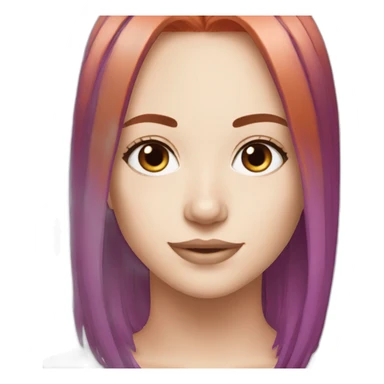 purple to red to orange hair pretty white girl sticker