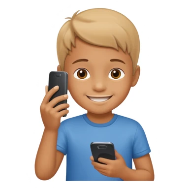 young child playing with a phone sticker