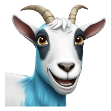 Smiling goat, blue hair sticker