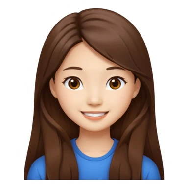 brown long hair, Asian girl, beauty sticker