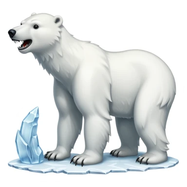 Polar bear with a wolf’s tail, thick neck fur, and long fangs sticker