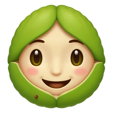 can you make a cuite pistachio emojii that is pixalited and wear th echaracter laught/ smile to the point where it closes it eyes  sticker