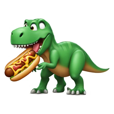 dinosaur eating a hotdog sticker