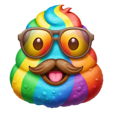 rainbow poop emoji with sunglasses sticker