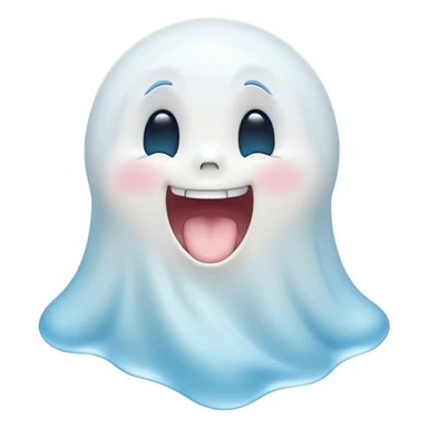 Cinematic Cute Yawning Ghost Portrait Emoji, with a gently drifting translucent form in soft pastel blues and whites, head tilted in an adorable, wide yawn with sleepy, half-closed sparkling eyes and a wistful smile, simplified yet irresistibly charming, highly detailed with a soft glowing outline capturing a ghost in peaceful drowsy slumber! sticker
